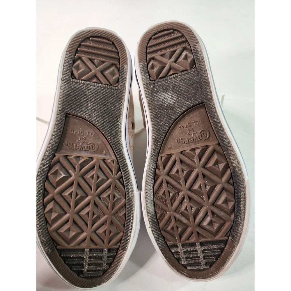 Converse Chuck Taylor All Star Low Top Cream Gold Star Print Sneakers Girls...